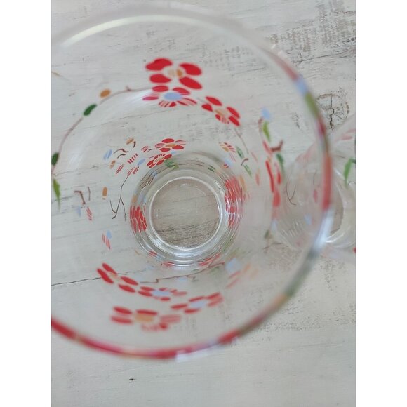2 Ocean Thailand Red White Blue Flower Cherry Blossom Poppy Highball Glass VTG - Picture 6 of 7